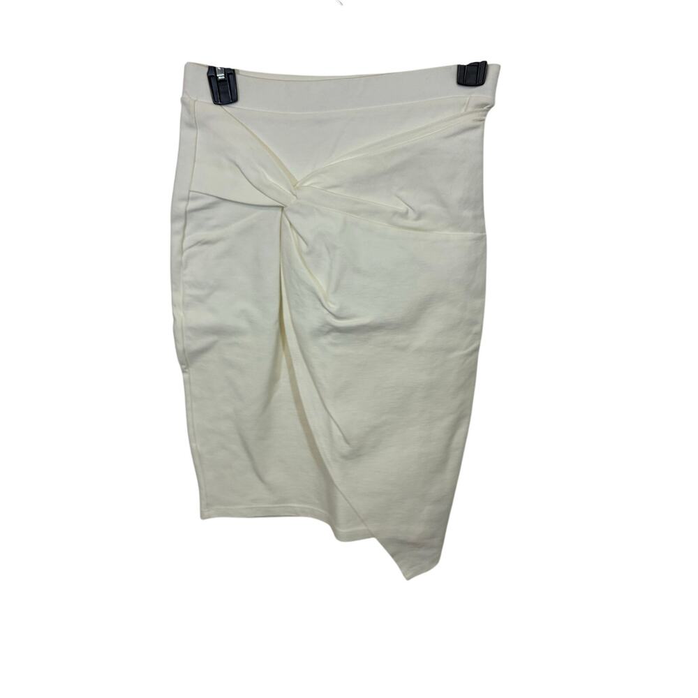 Iris White Ruched Bodycon Skirt Minimalist Chic Medium Preppy Minimalist Office